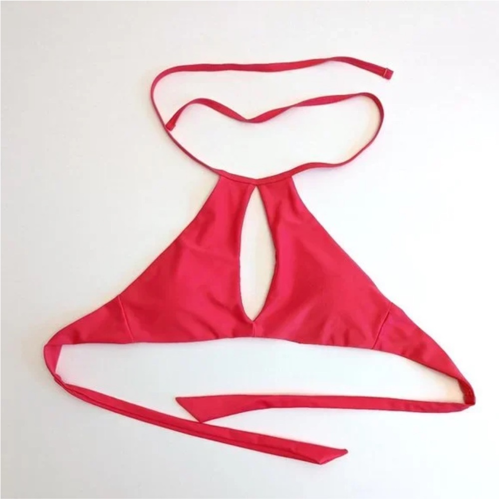 New Relleciga fire engine warm red halter bikini top size XL